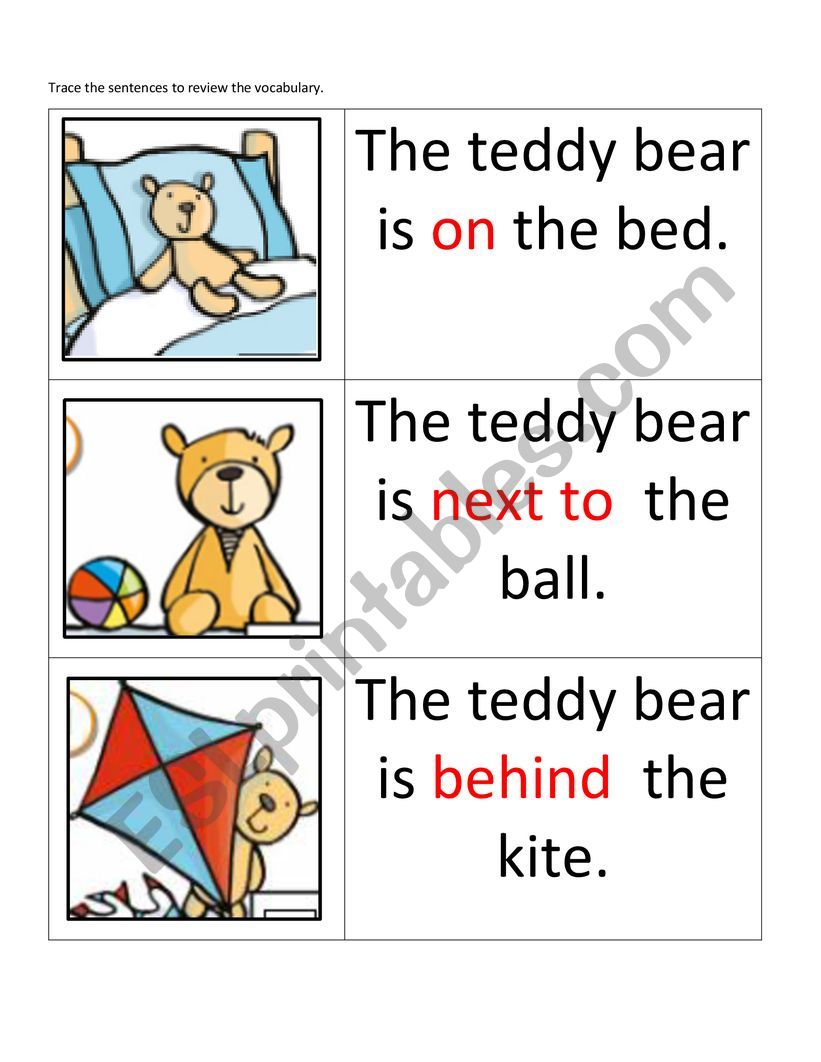 Prepositions of place. Writing awareness