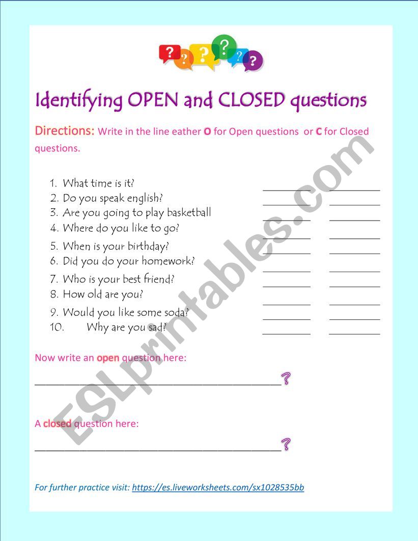 Open And Closed Questions In Maths