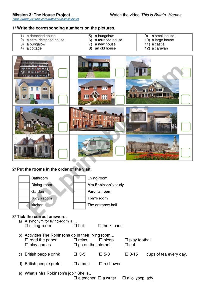 Houses in Britain worksheet