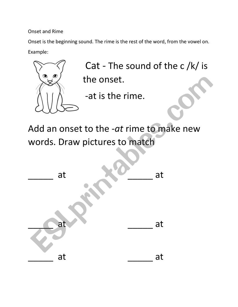 Onset and Rime worksheet
