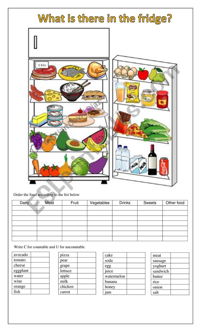 what-s-in-the-fridge-esl-worksheet-by-kurepi