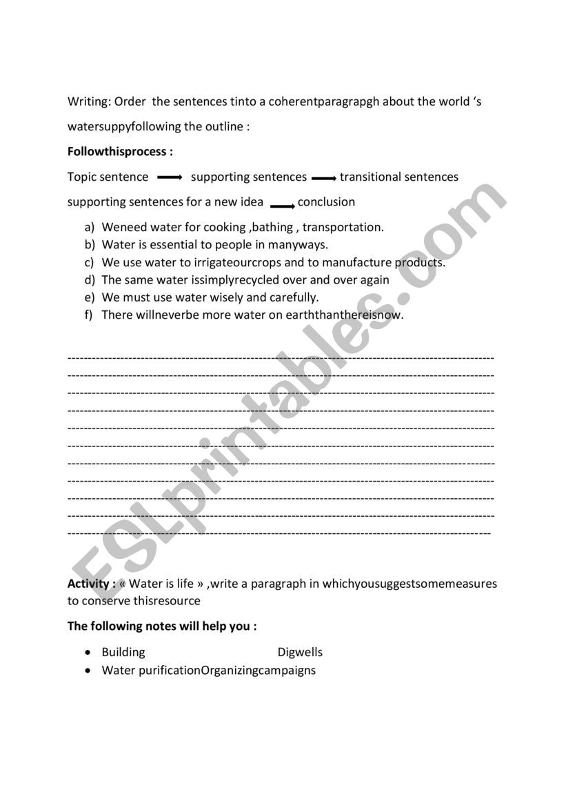 how to write a paragrapgh worksheet