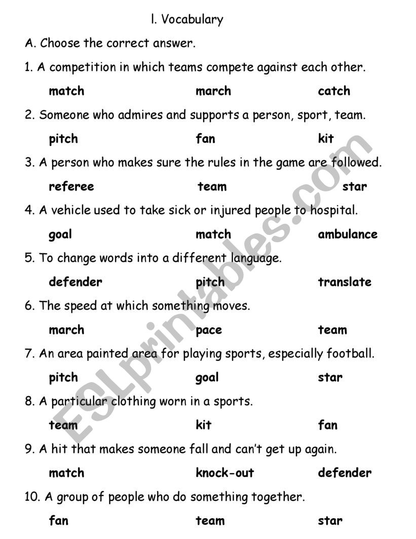 Multiple Choice ESL Worksheet By Sahara092394