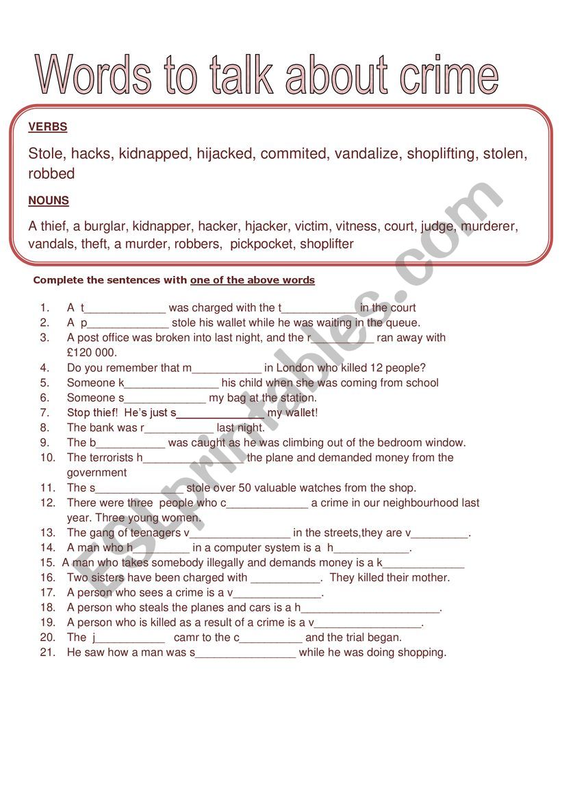 adjectives worksheet