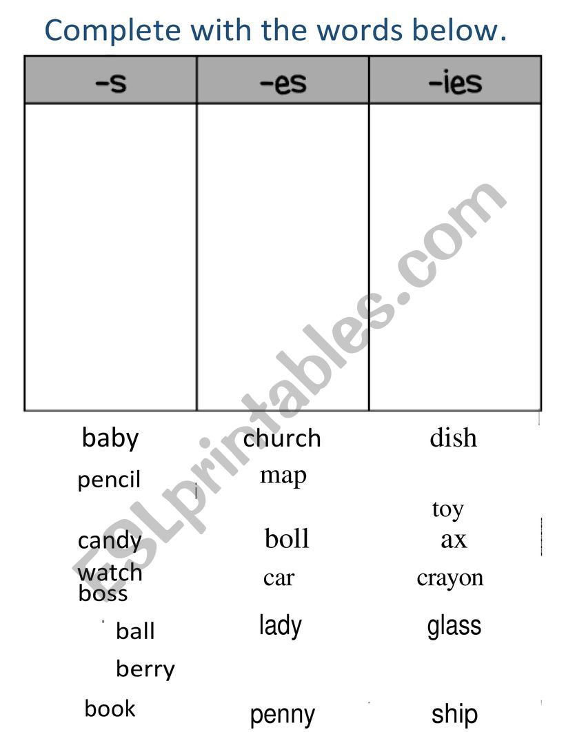 plural worksheet