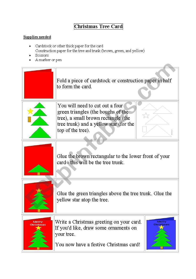 Christmas Tree card worksheet