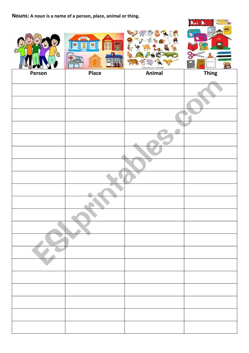 NOUNS worksheet