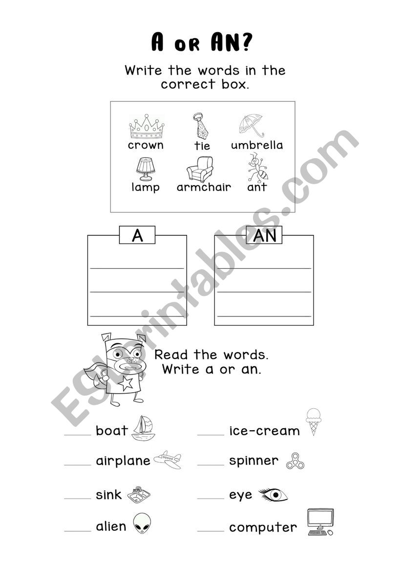 A or an worksheet worksheet