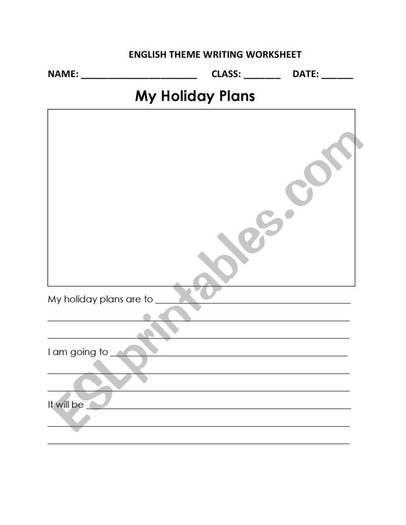 MY HOLIDAY PLANS worksheet