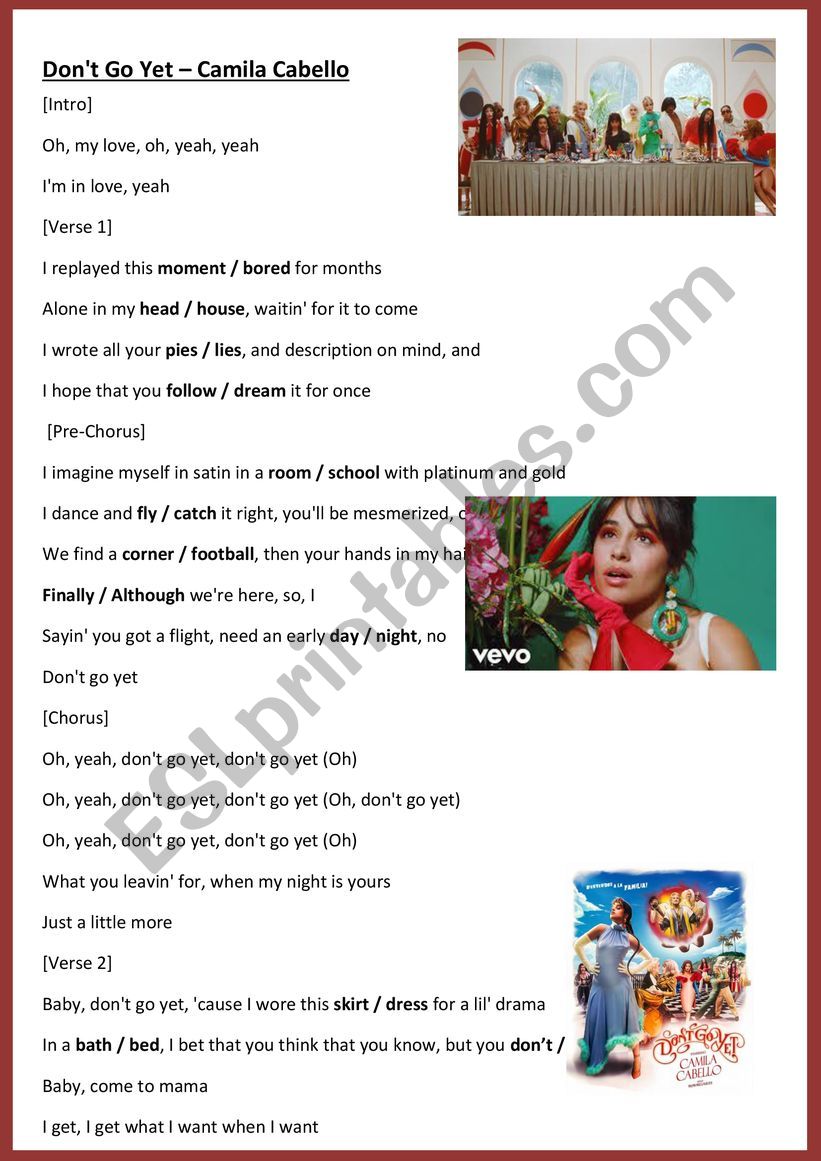 Song - Camila Cabello - Don�t go yet