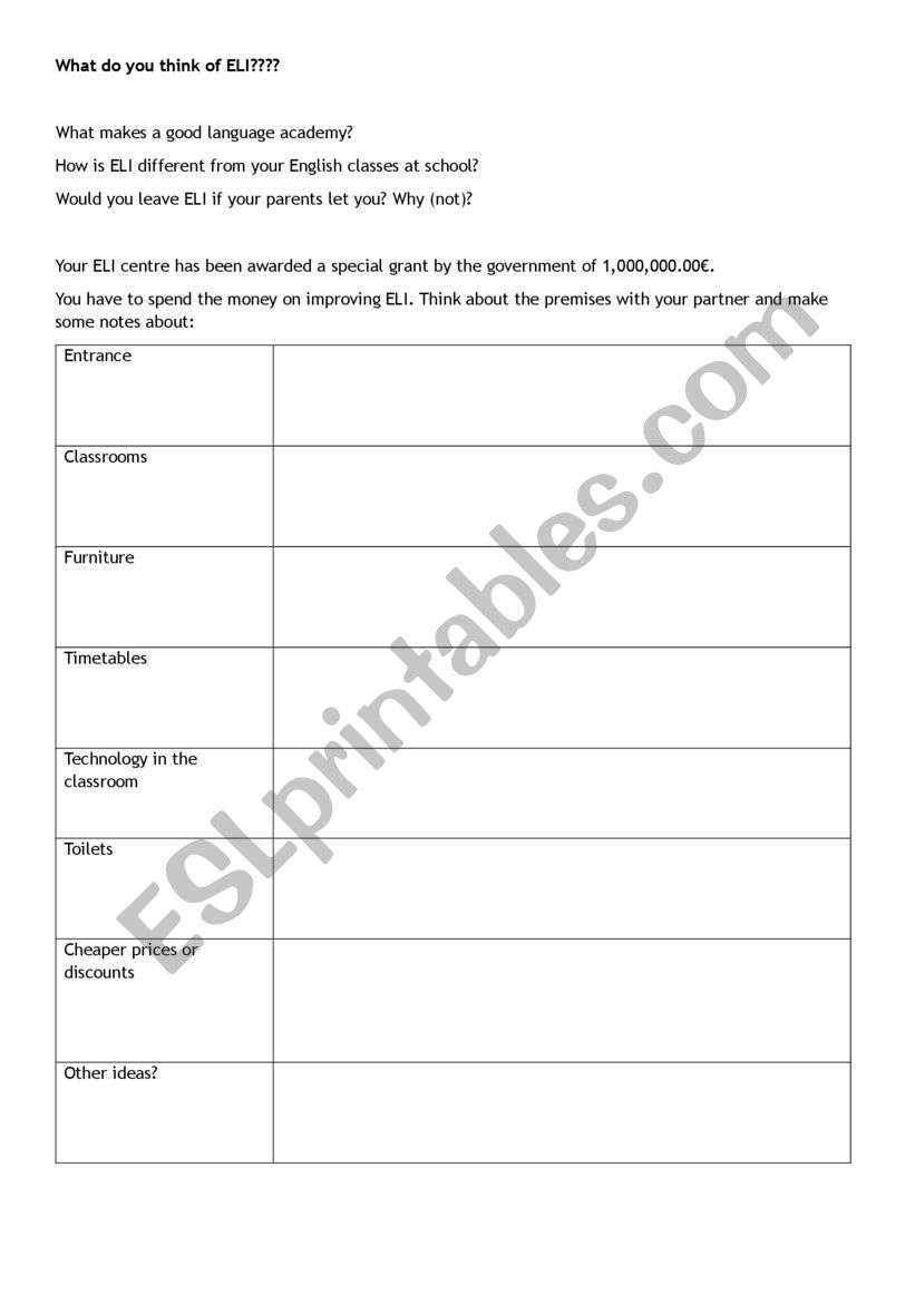 Writing an FCE Report worksheet