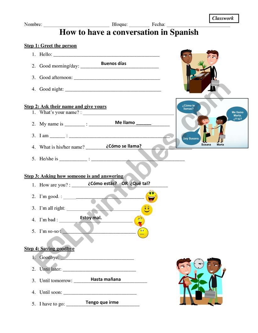 Greeting organizer worksheet