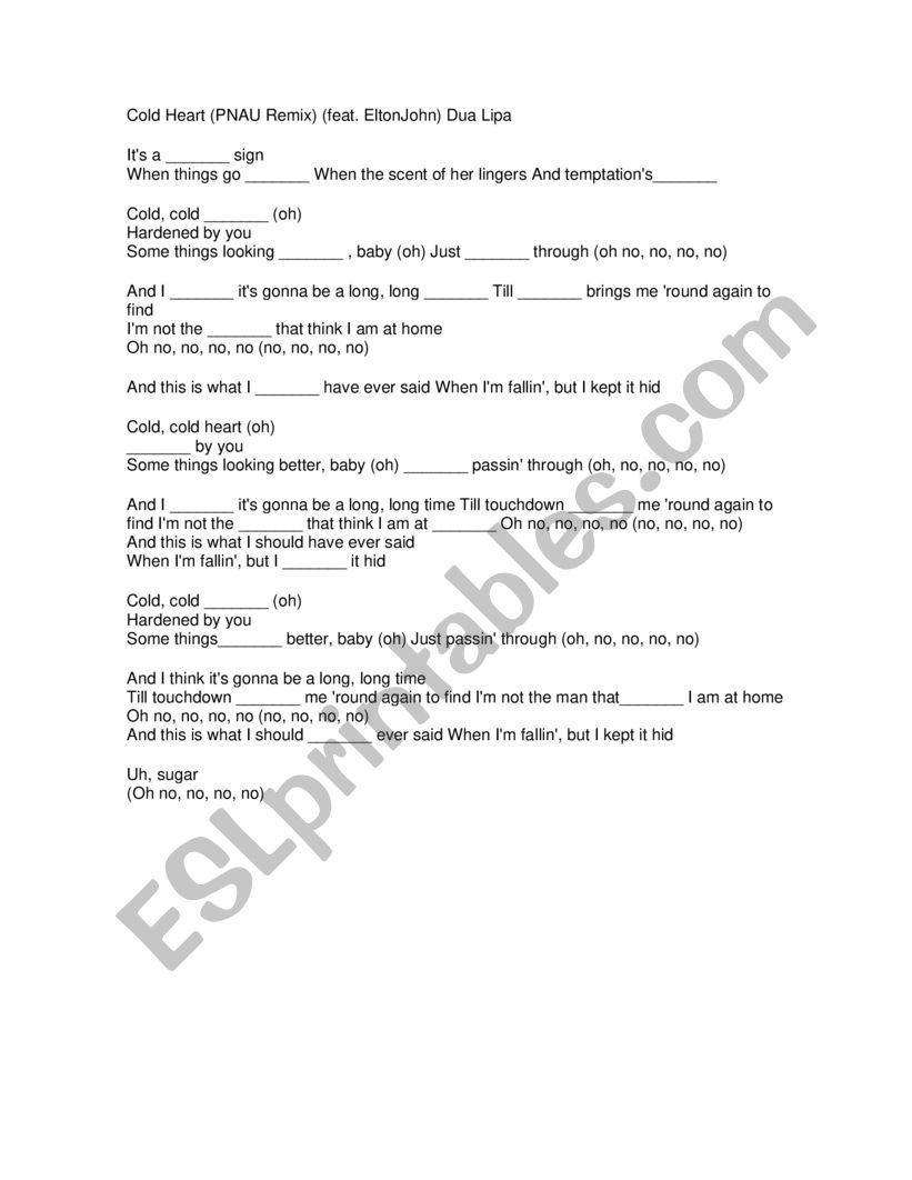 Cold heart  worksheet