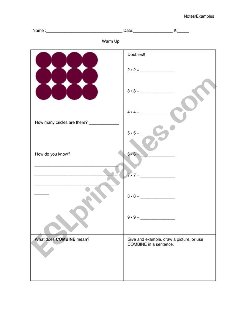 English worksheets: Vocab & Visuals for Combining Like Terms