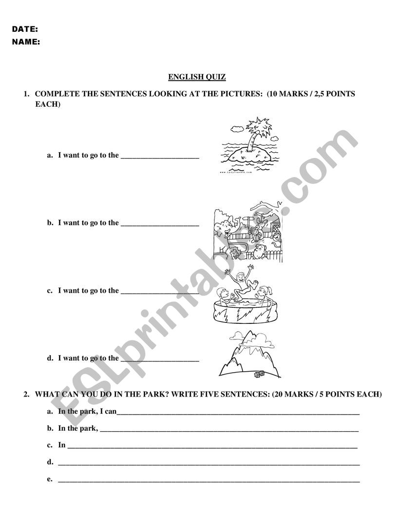 HOLIDAYS worksheet