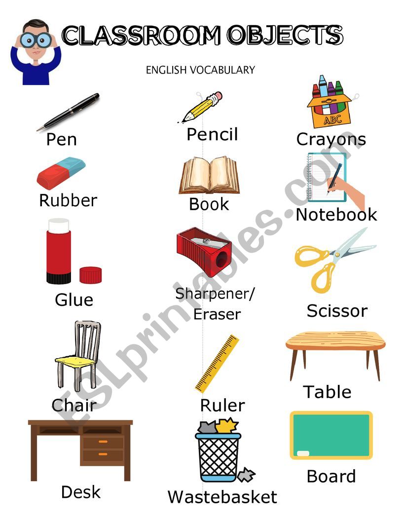 Classroom Objects Worksheets