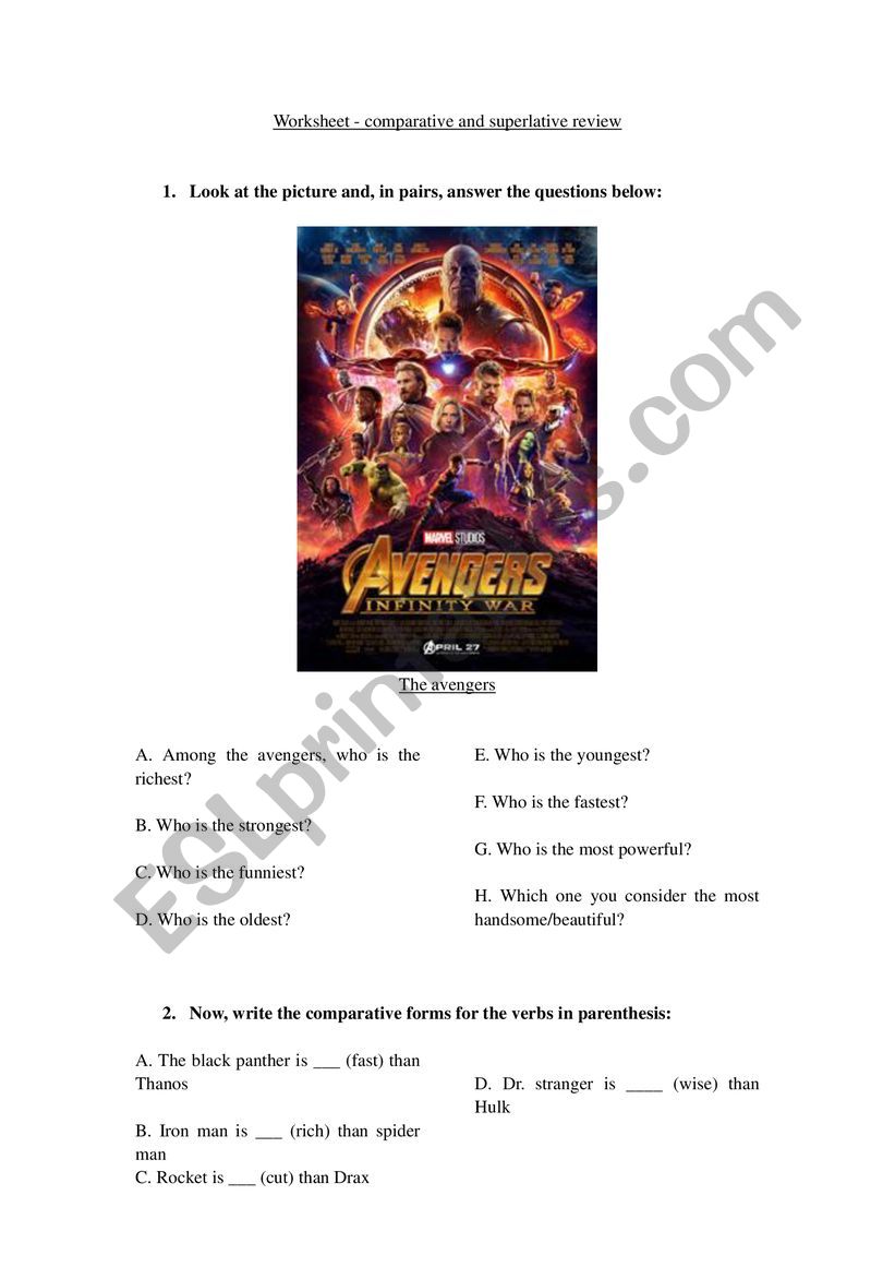 The Avengers - Comparative and Superlative Activity