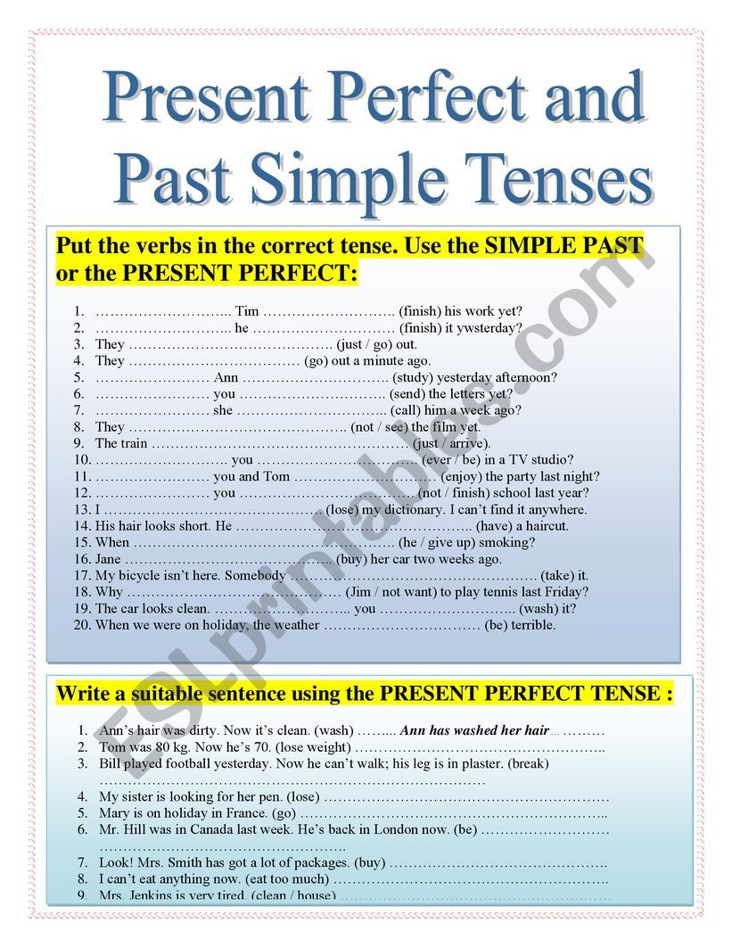 PRESENT PERFECT  AND  PAST SIMPLE