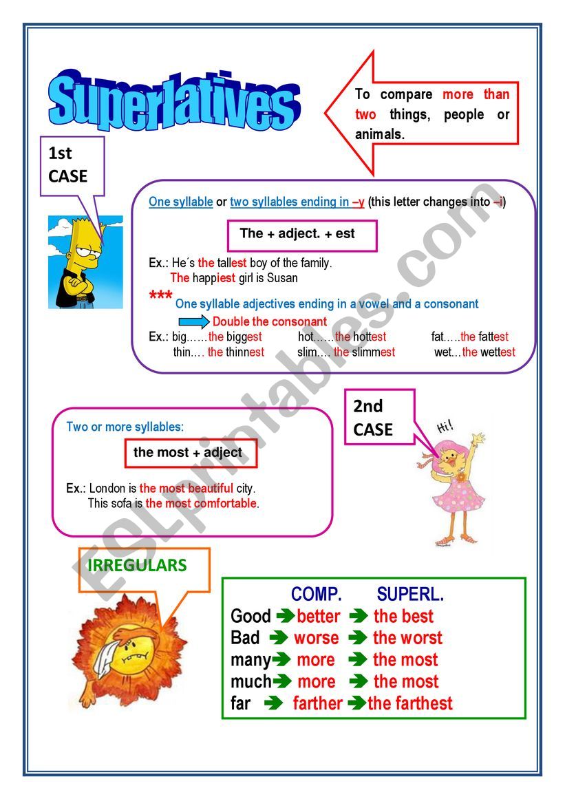 superlative adjectives worksheet