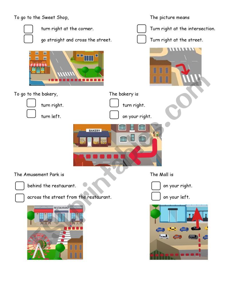 GIVING DIRECTIONS worksheet