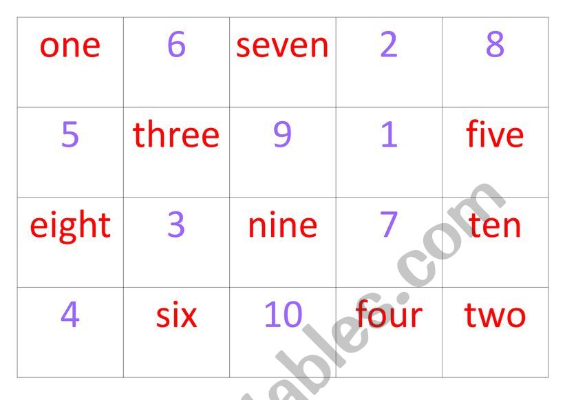 Number game worksheet
