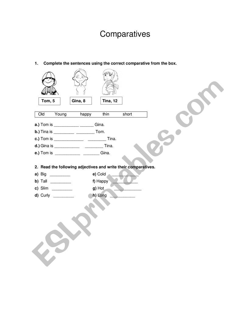 Comparatives worksheet