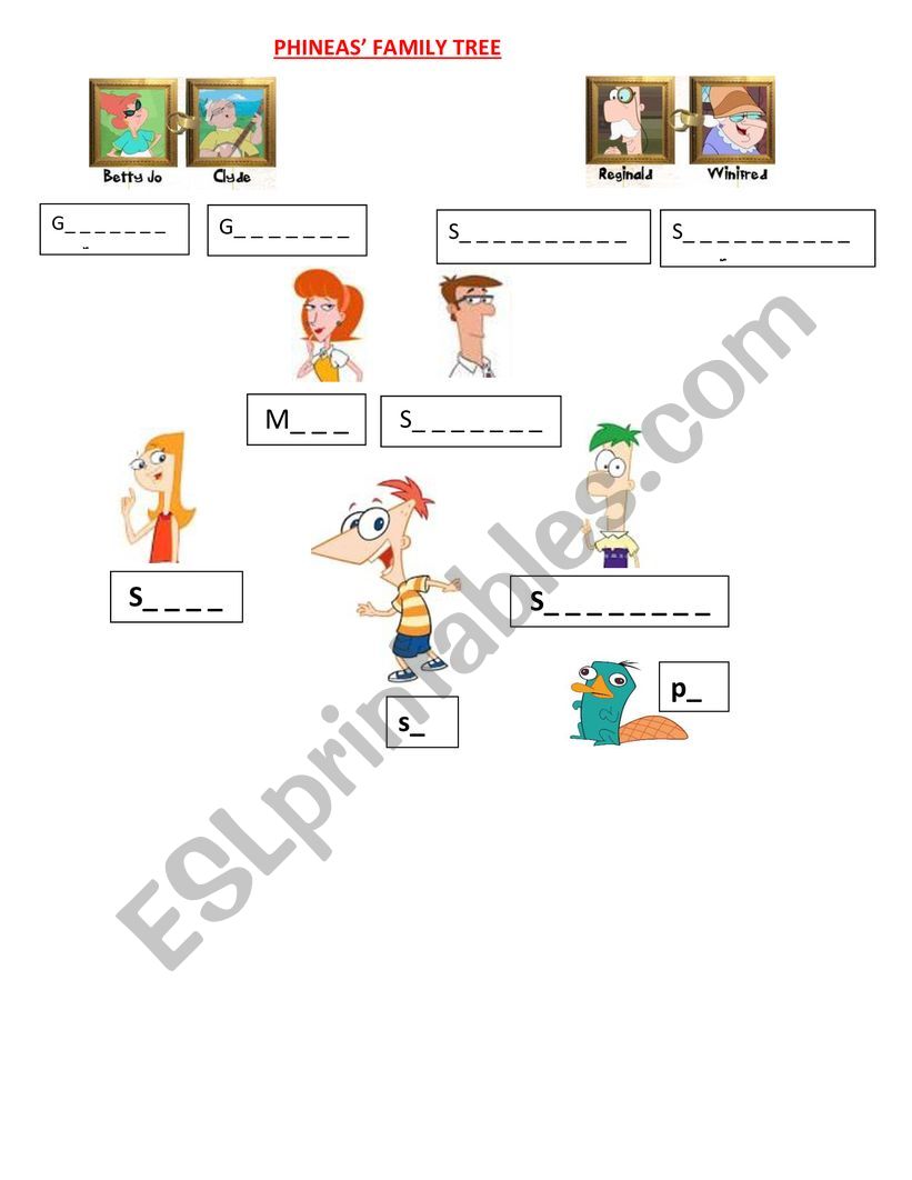 Phineas� Family tree worksheet