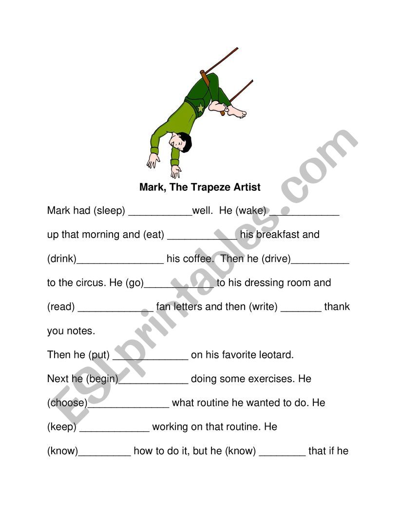 Mark, The Trapeze Artist- irregular verb forms