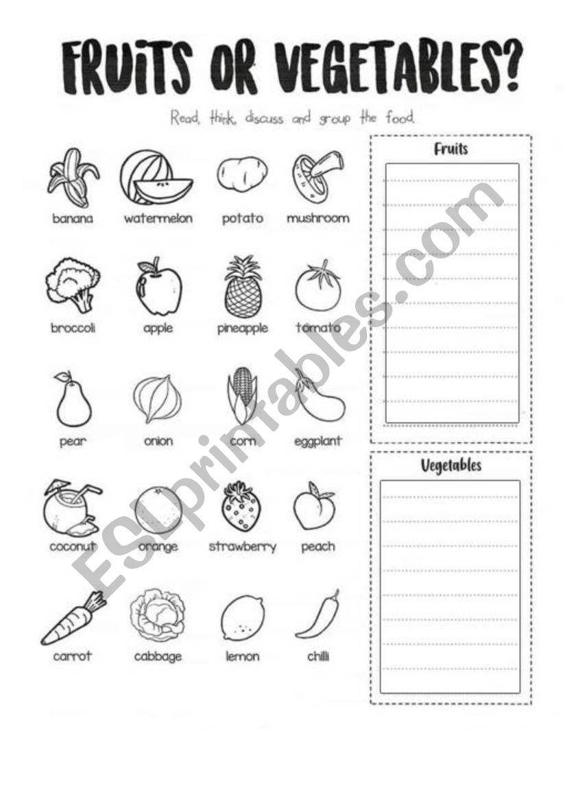 Fruit or vegetable worksheet