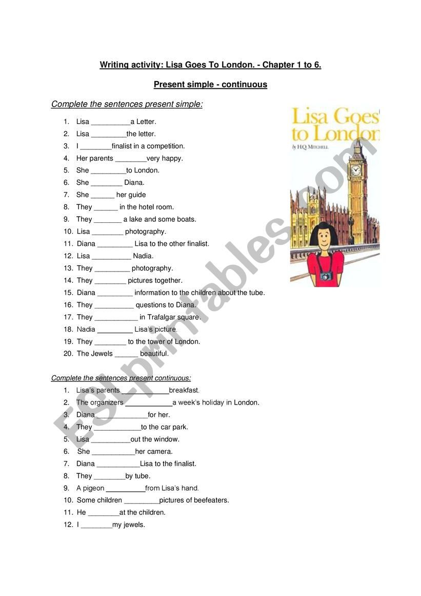 Lisa Goes To London Chap 1 To 6 Writing Esl Worksheet By Giyo84