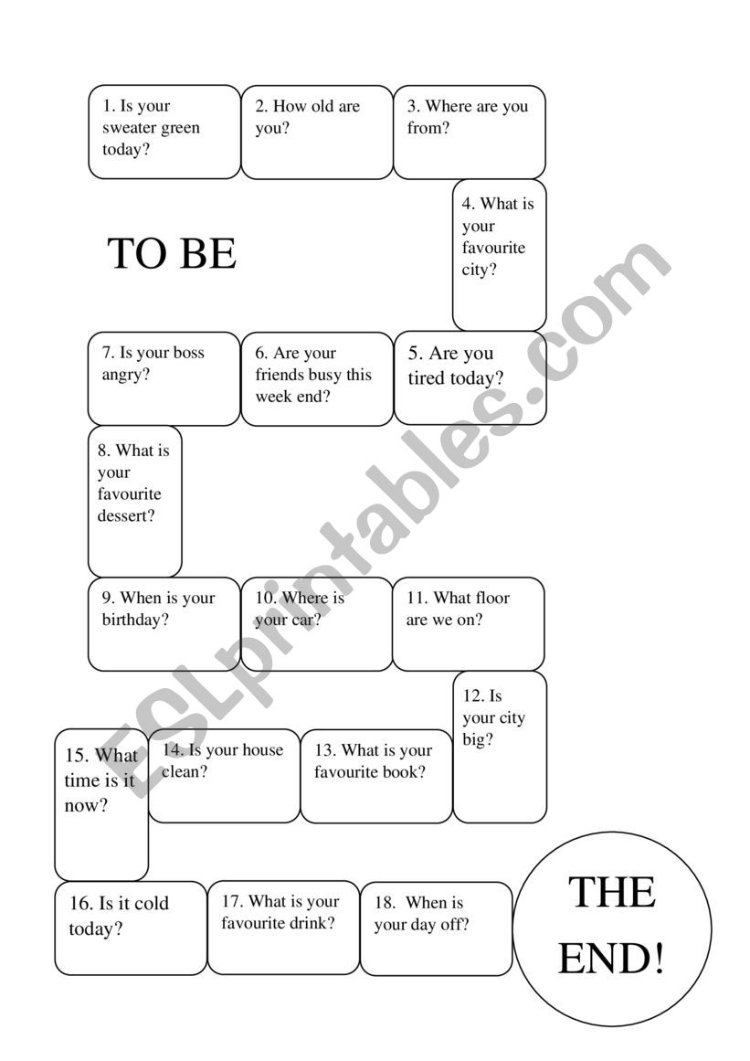To be boardgame worksheet
