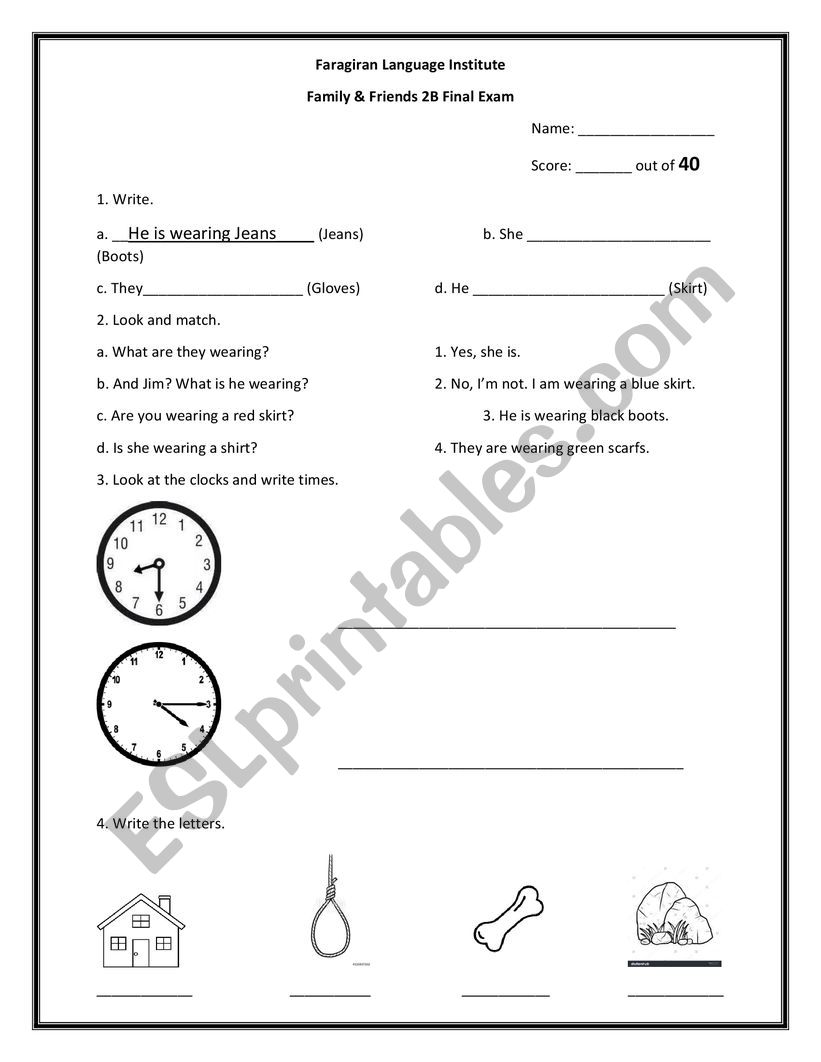 Family 2 worksheet