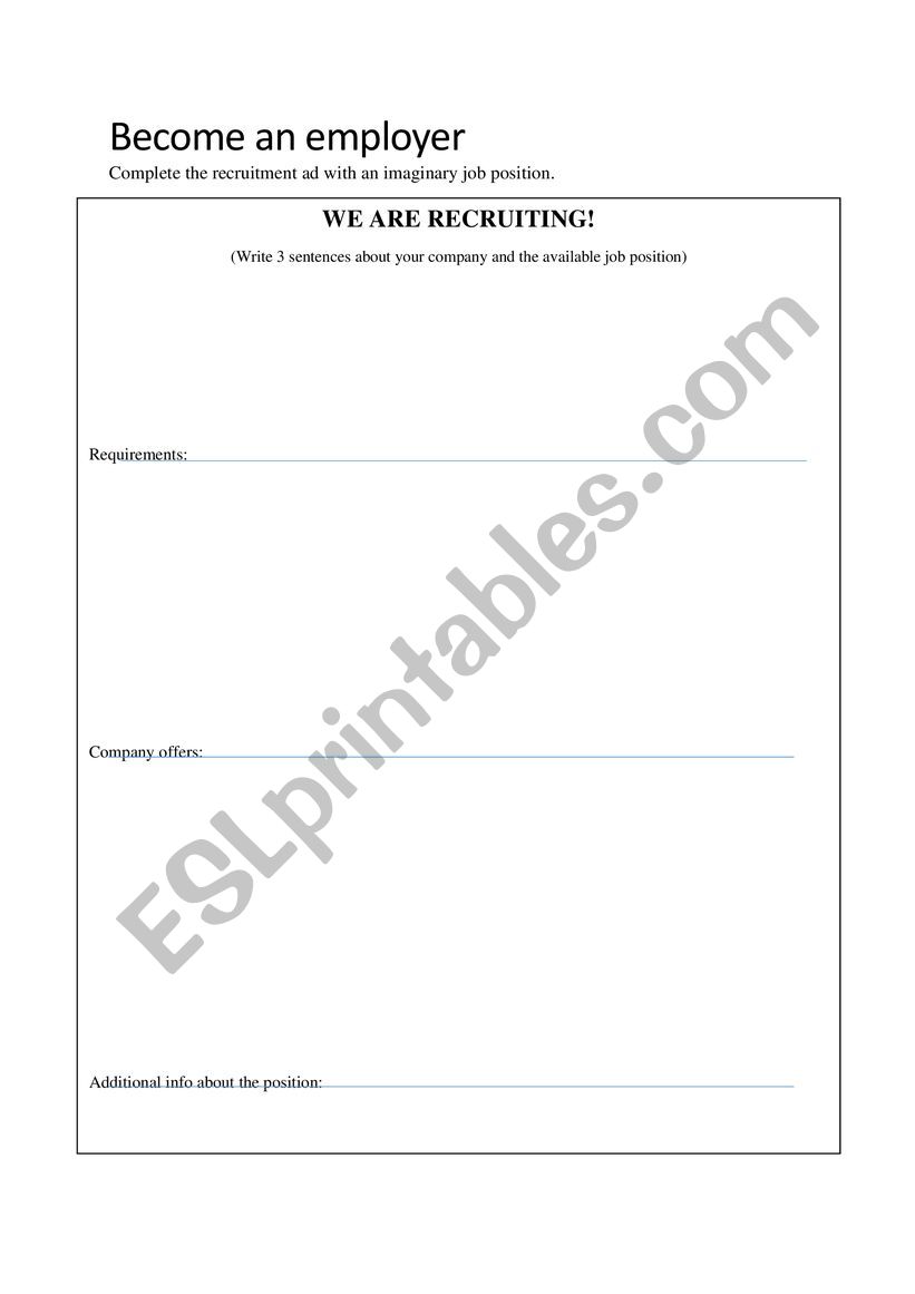 Job interviews worksheet