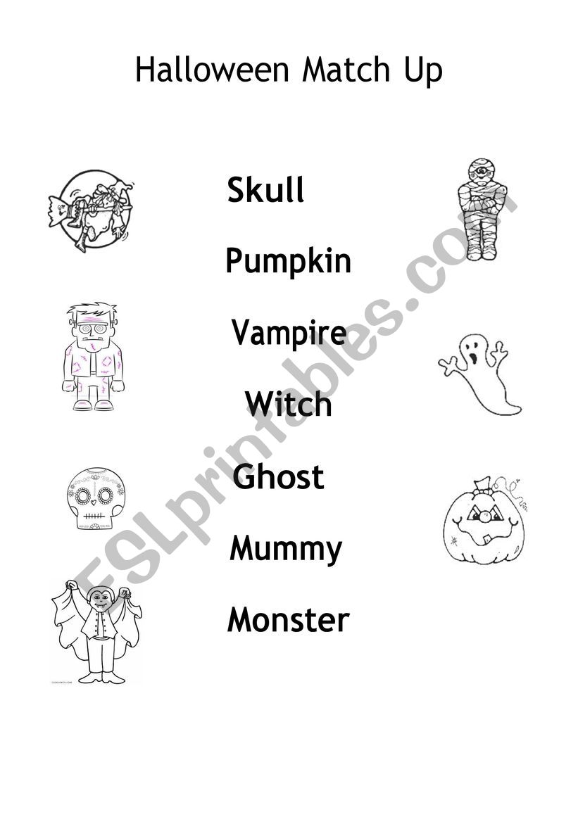 Halloween match up worksheet