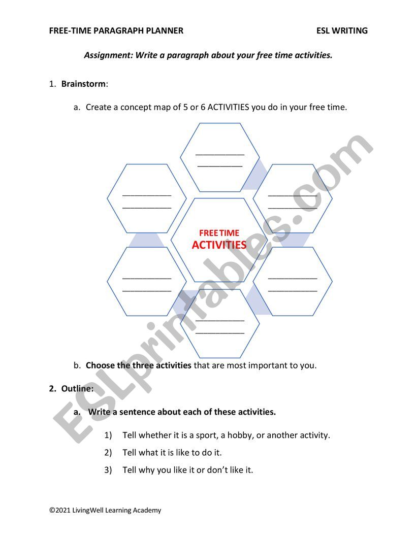 PARAGRAPH PLANNER - Free Time Activities