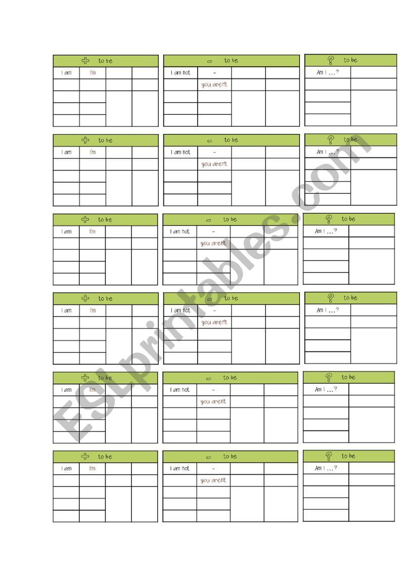 Forms of to be  worksheet