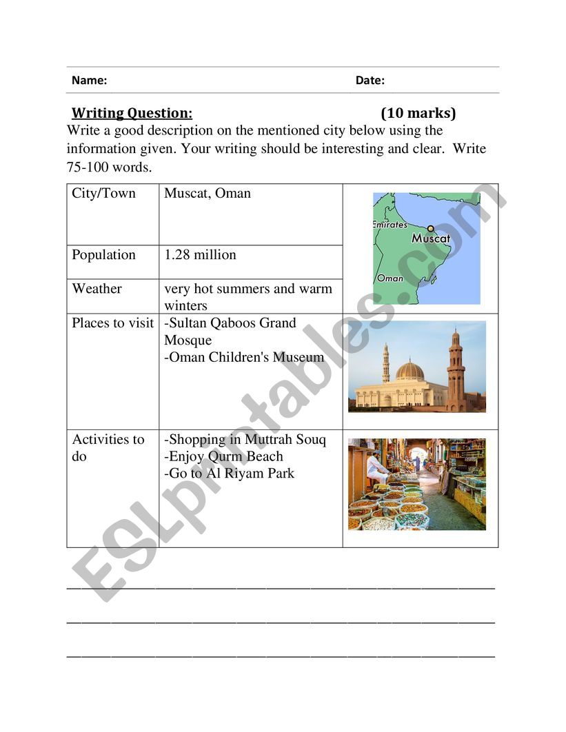 Guided writing  worksheet