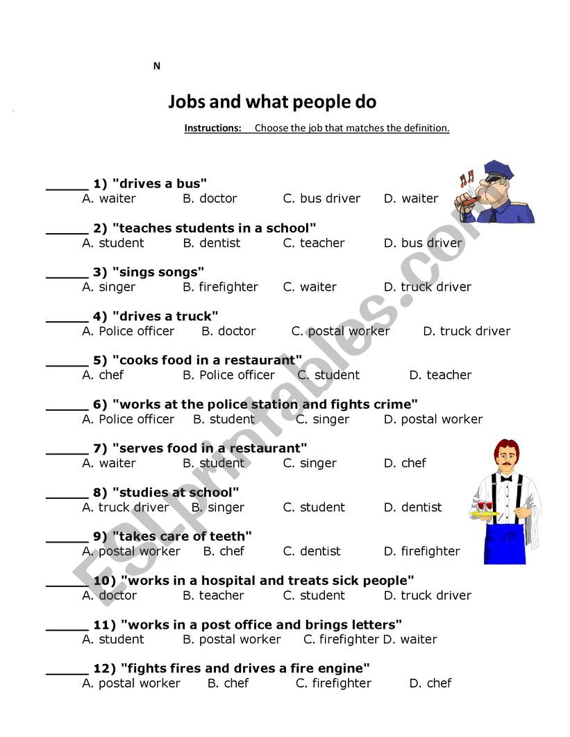 jobs worksheet