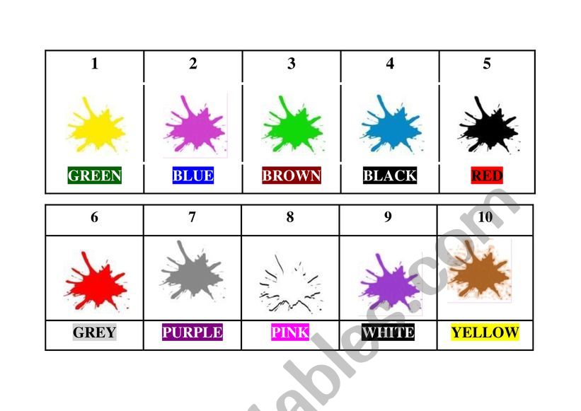 Match your colors worksheet