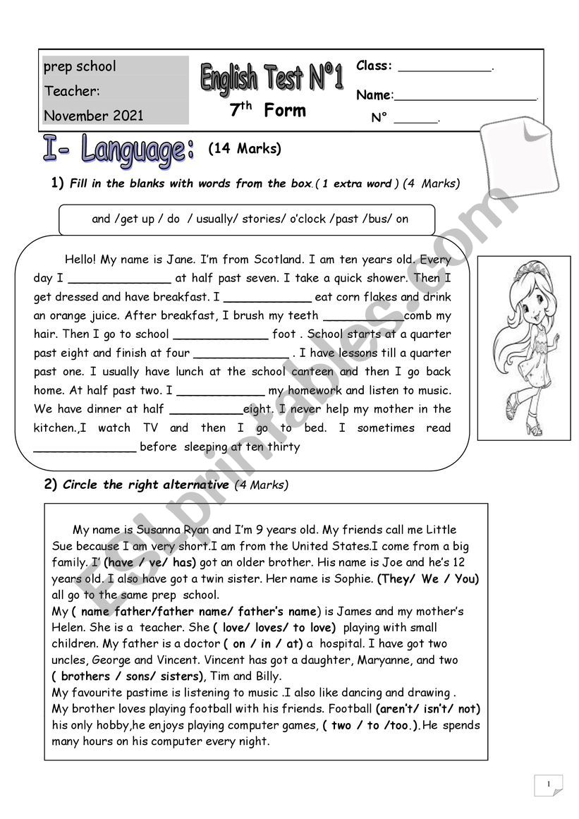 7th mid term1 worksheet