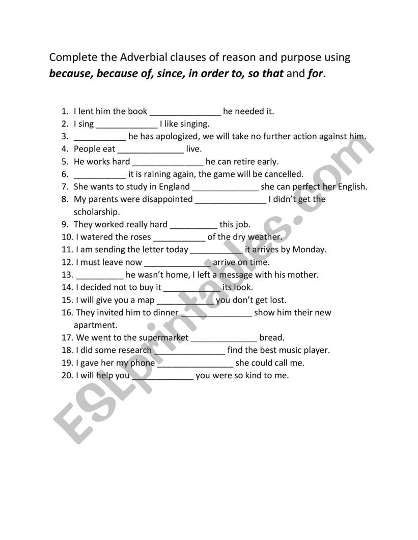 adverbial-clauses-of-reason-and-purpose-exercise-esl-worksheet-by-klemosc