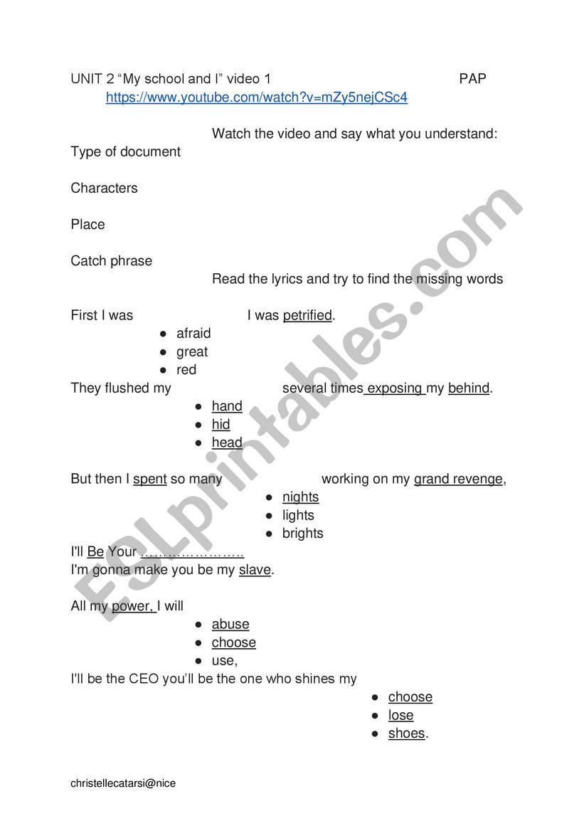 i-ll-survive-don-t-bully-esl-worksheet-by-chriscatt194