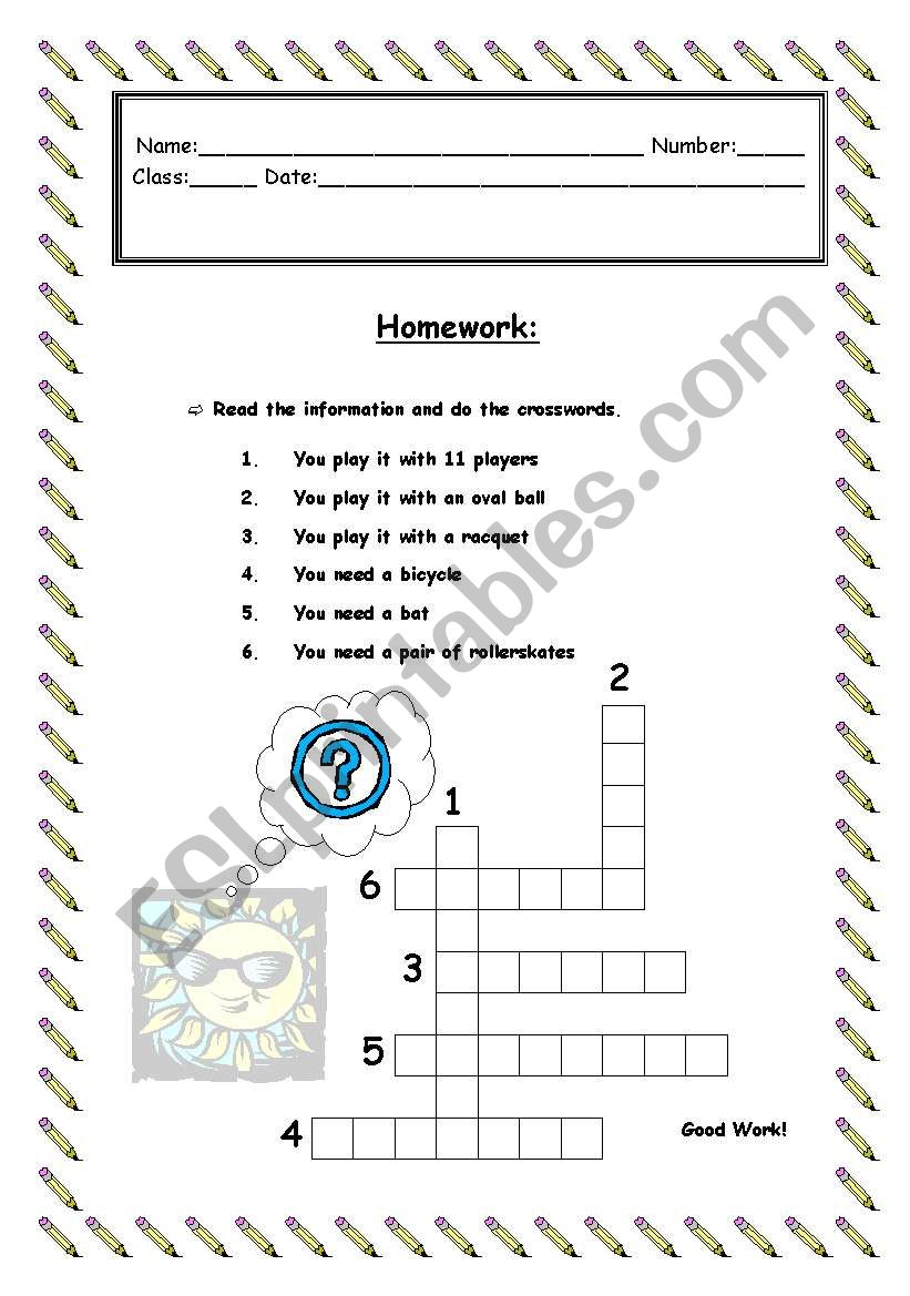 Sports worksheet