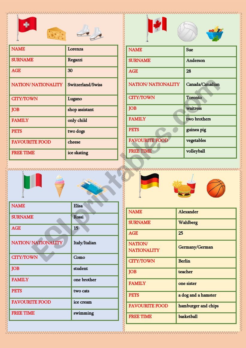 Speaking cards 2 worksheet