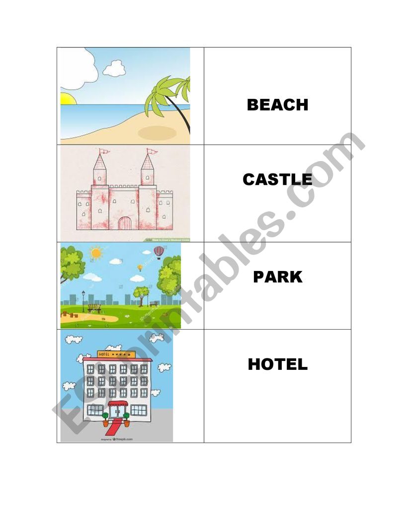 FLASHCARDS PARTS OF THE CITY worksheet