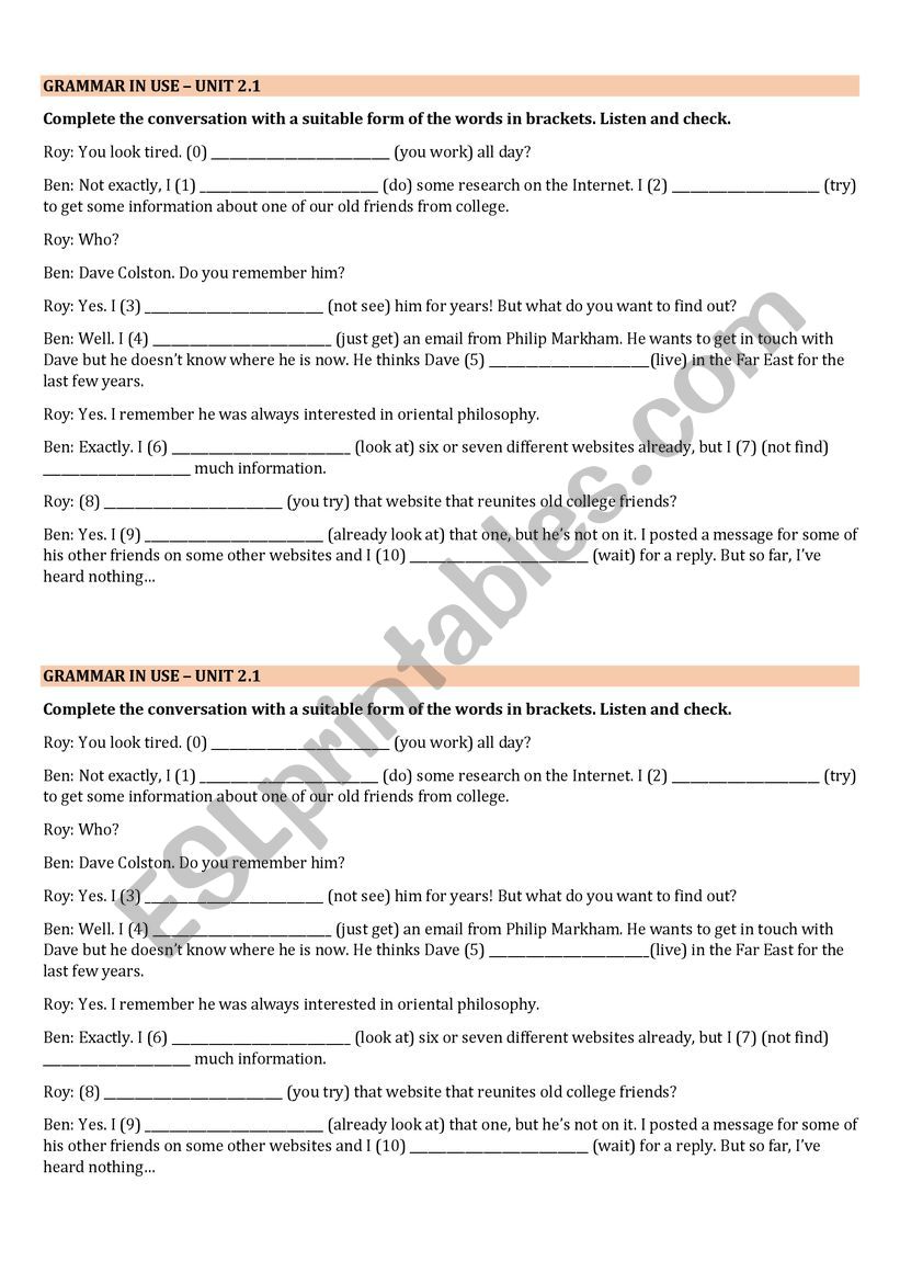 present perfect simple or continuous