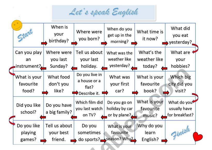 Let�s speak English worksheet