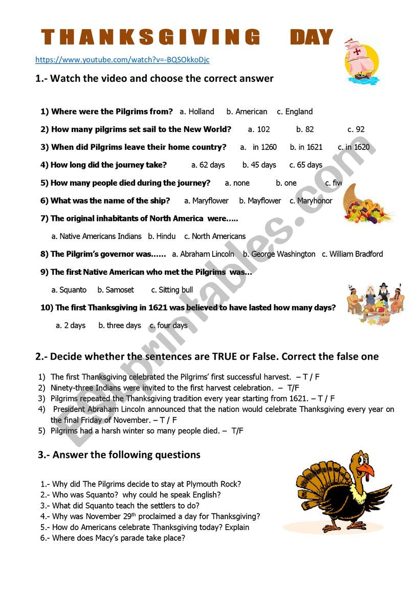 Thanksgiving Day worksheet