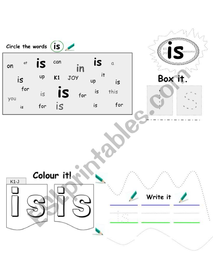 Sight word �is� worksheet