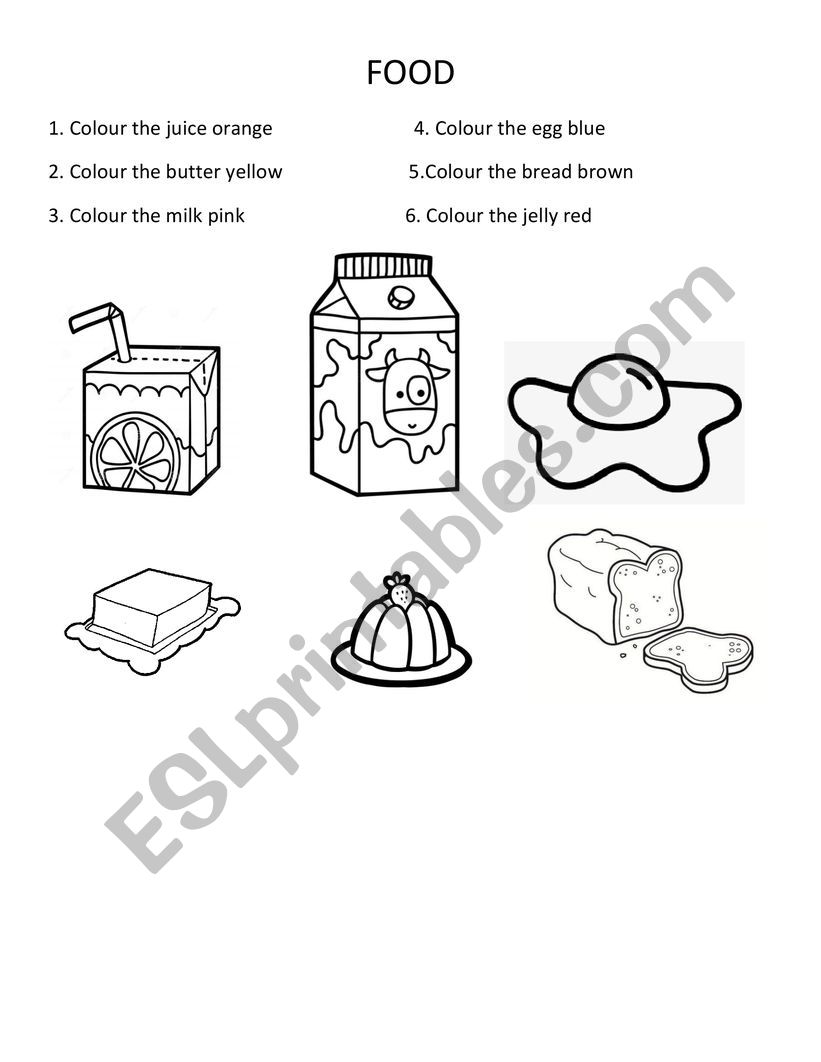 Food for coloring worksheet